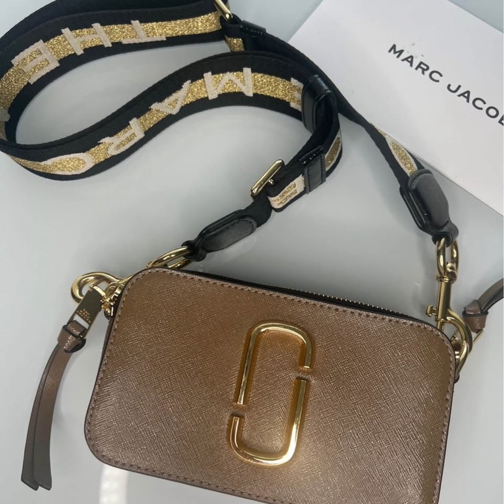 Marc Jacobs Brown and Gold Crossbody Bag with Structured Design